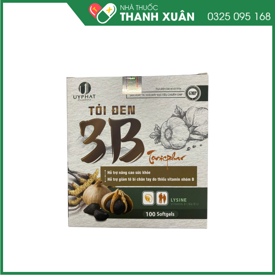 Tỏi đen 3B Tonicphar hỗ trợ nâng cao sức khỏe, giảm tê bì chân tay do thiếu vitamin nhóm B